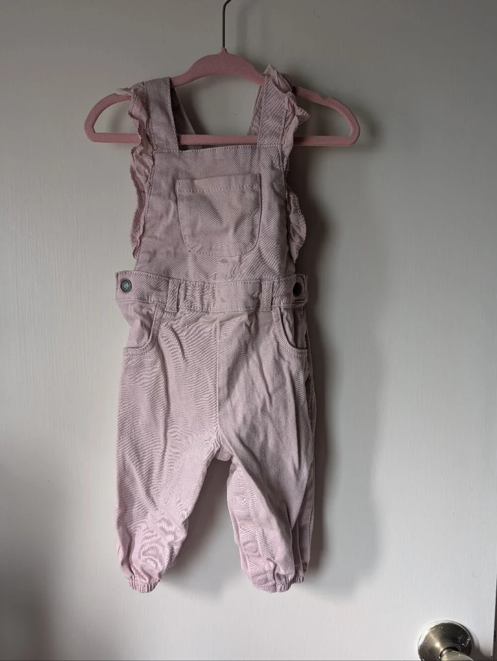 Kids Pink Ruffle Strap Denim Overalls - 6months Carter's